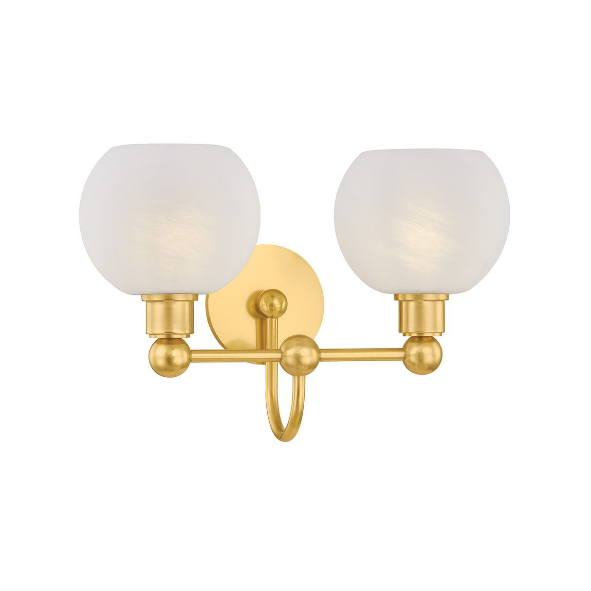 Maya 2 Light Vanity, Aged Brass