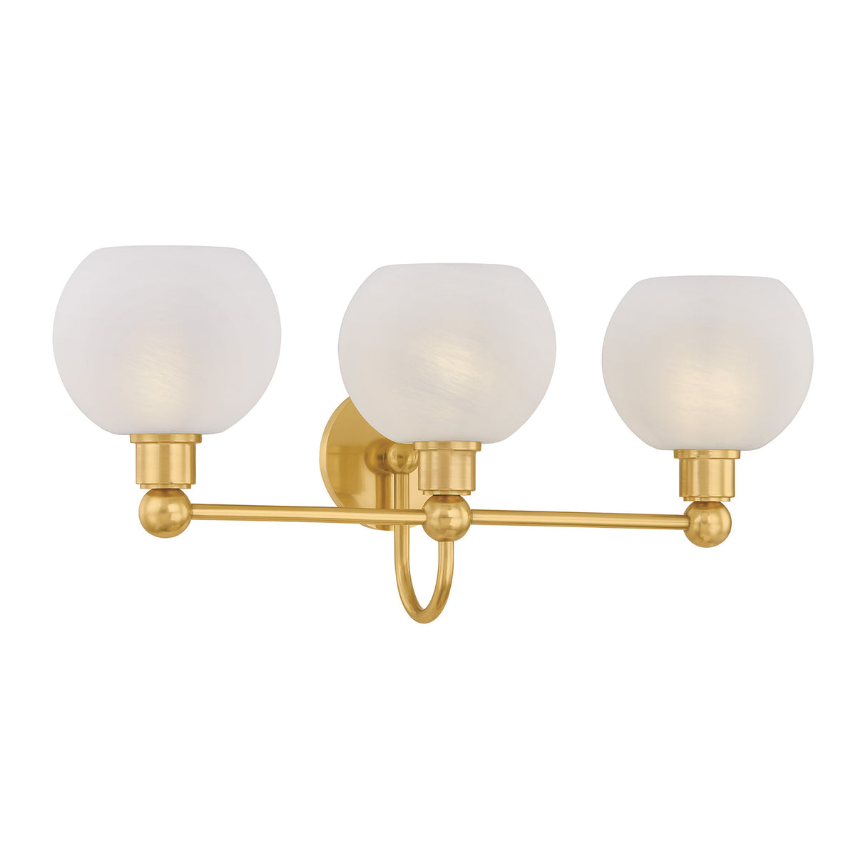 Maya 3 Light Vanity, Aged Brass