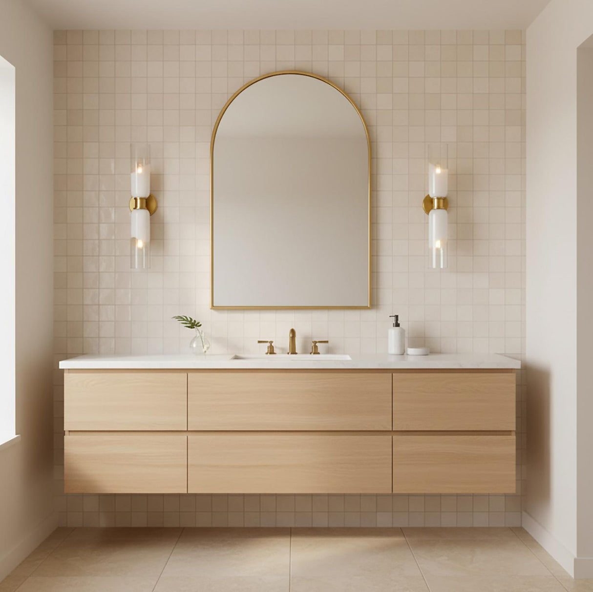 Brooke 2 Light Wall Sconce 22", Aged Brass