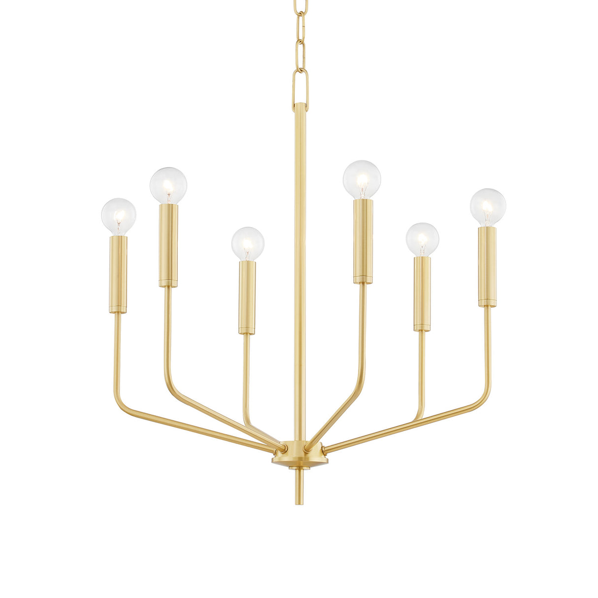 Hollis 6 Light Chandelier 24", Aged Brass