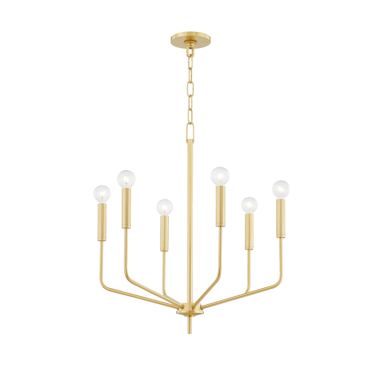 Hollis 6 Light Chandelier 24", Aged Brass