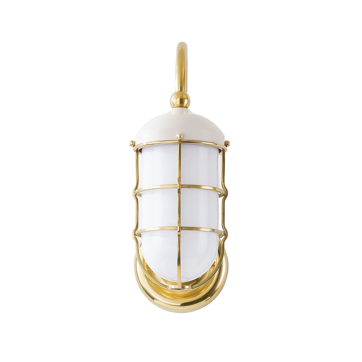 Sawyer Wall Sconce 13", Aged Brass and Off White