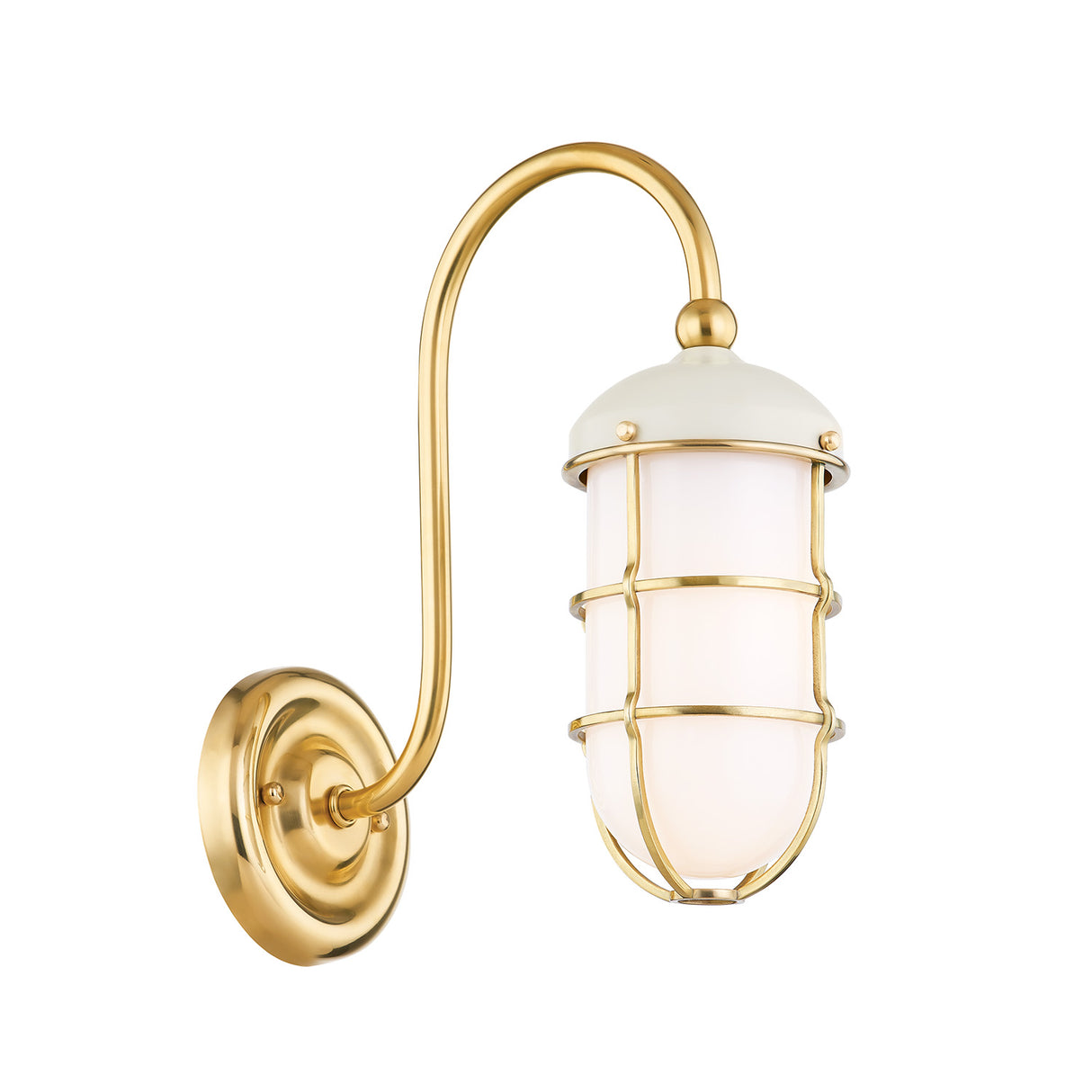 Sawyer Wall Sconce 13", Aged Brass and Off White