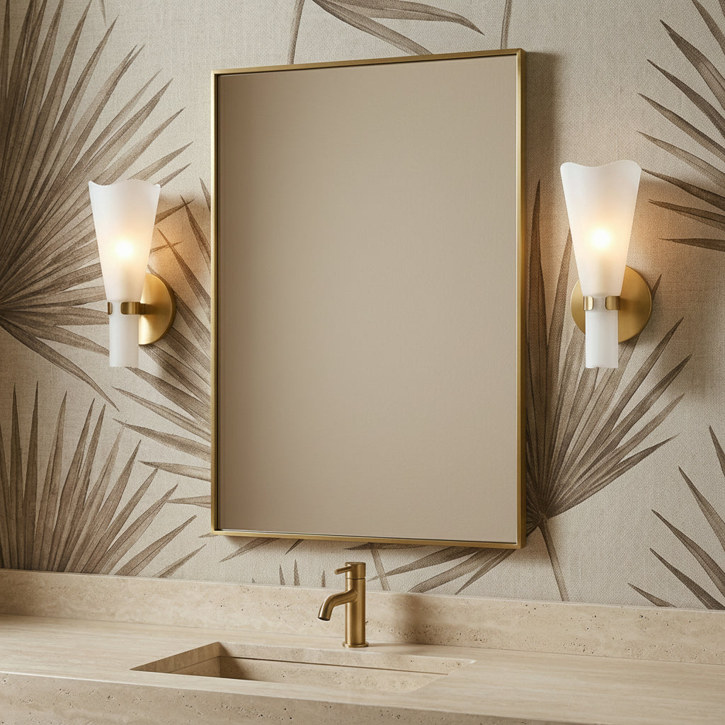 Gwen Wall Sconce 12" for Transitional home with Beige Wallpaper