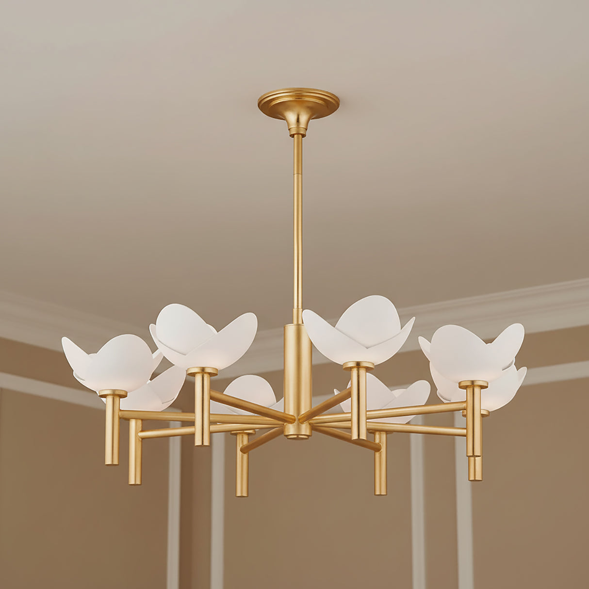 Celia 8 Light Chandelier 34" for Contemporary home with Warm Beige walls