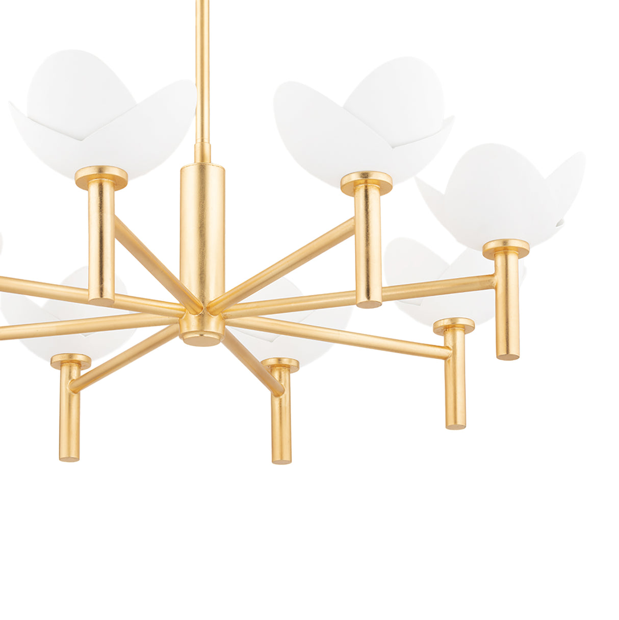 Celia 8 Light Chandelier 34", Gold Leaf with White Plaster