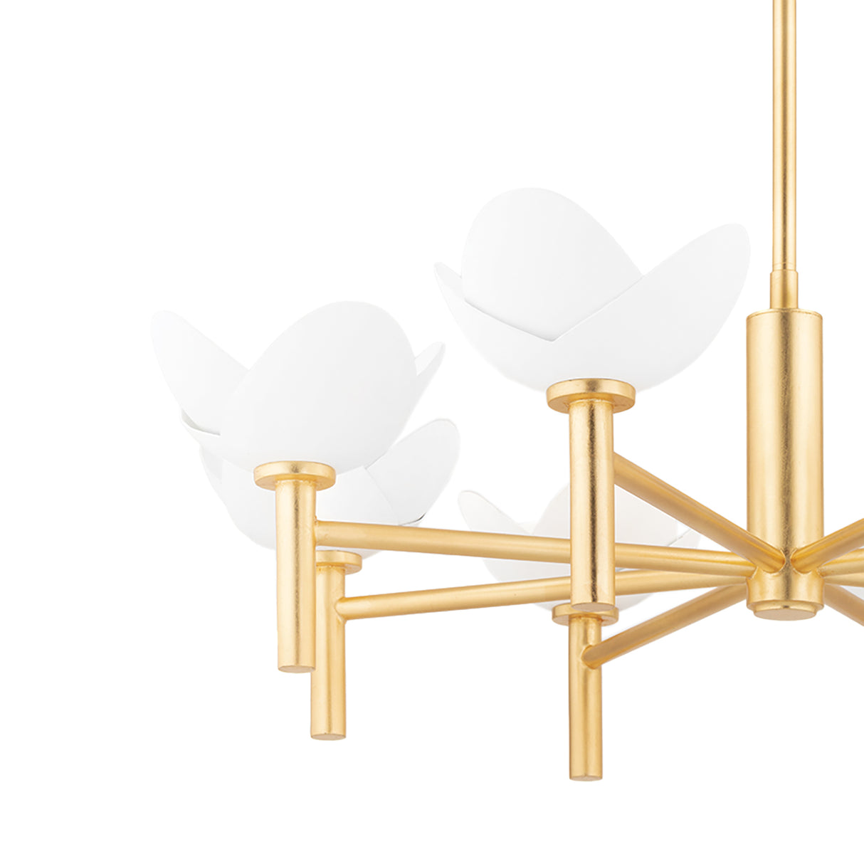 Celia 8 Light Chandelier 34", Gold Leaf with White Plaster