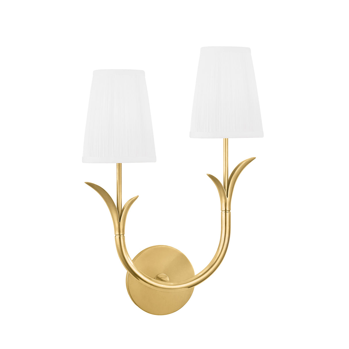 Magnolia Double Wall Sconce, Aged Brass