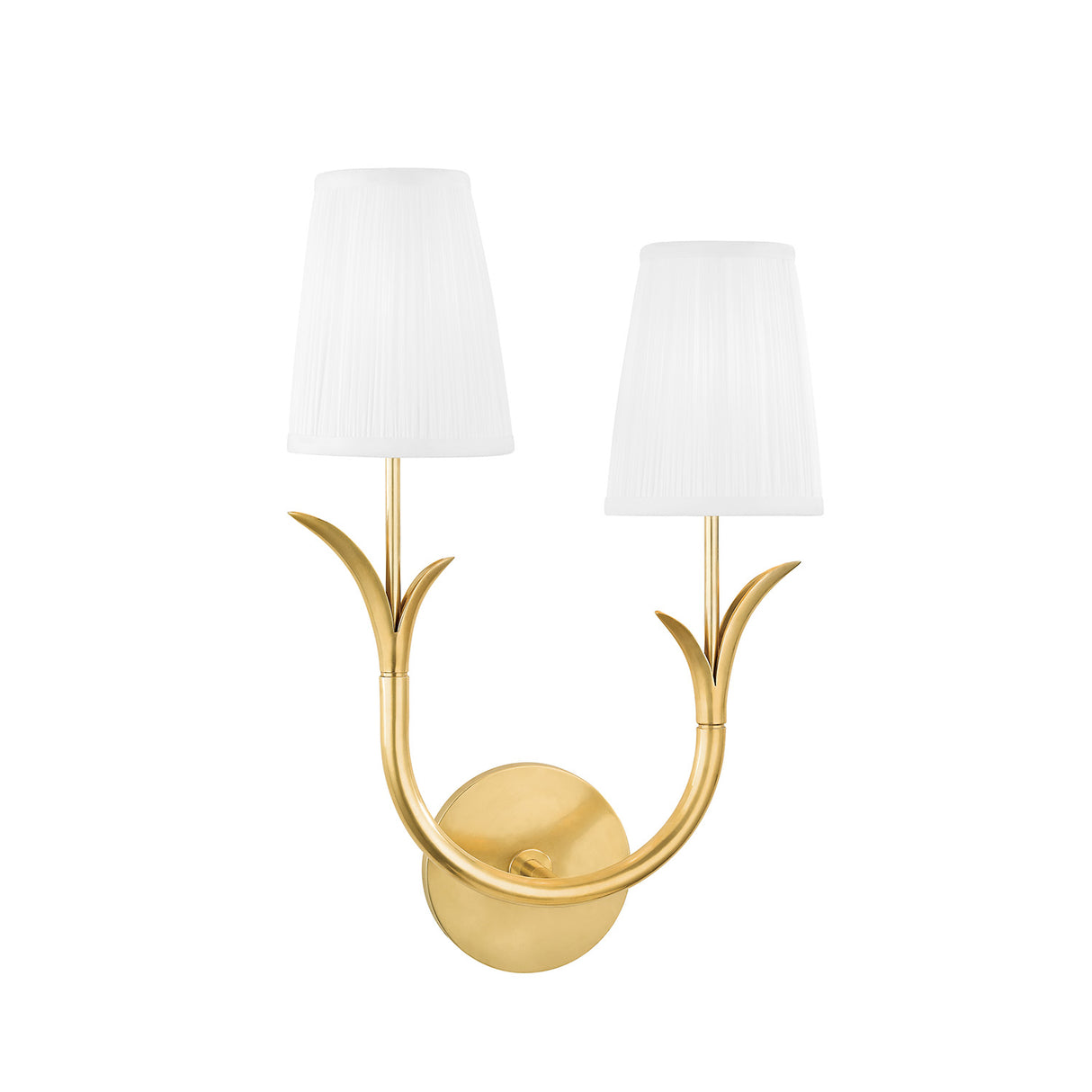 Magnolia Double Wall Sconce, Aged Brass