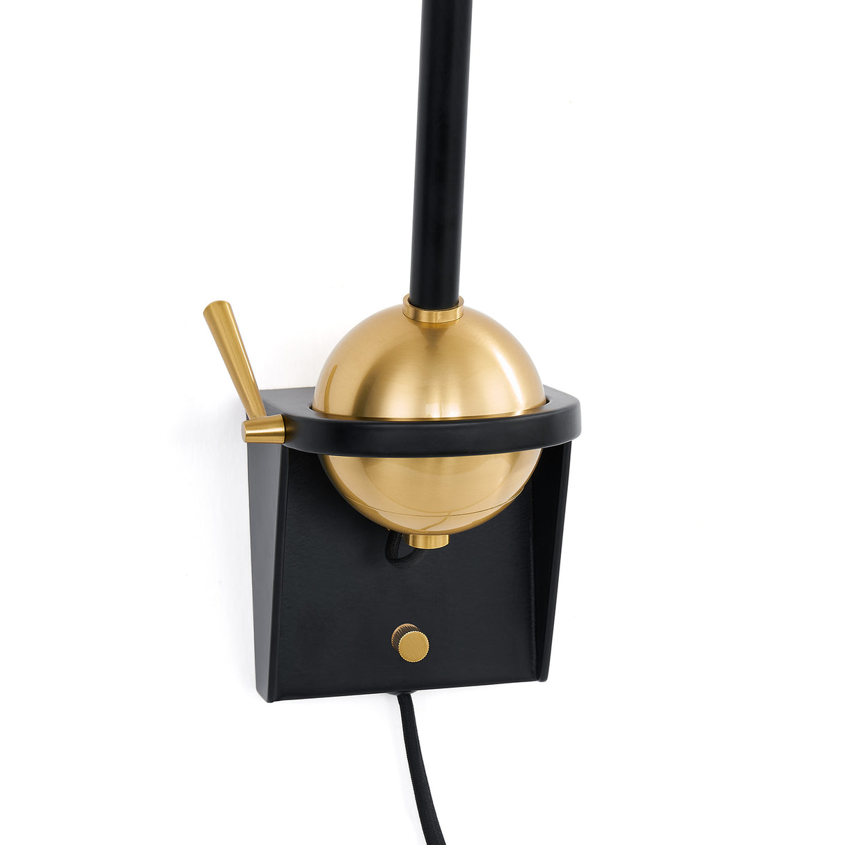 Jerry Adjustable Plug-in Wall Sconce, Black with Brass Accents