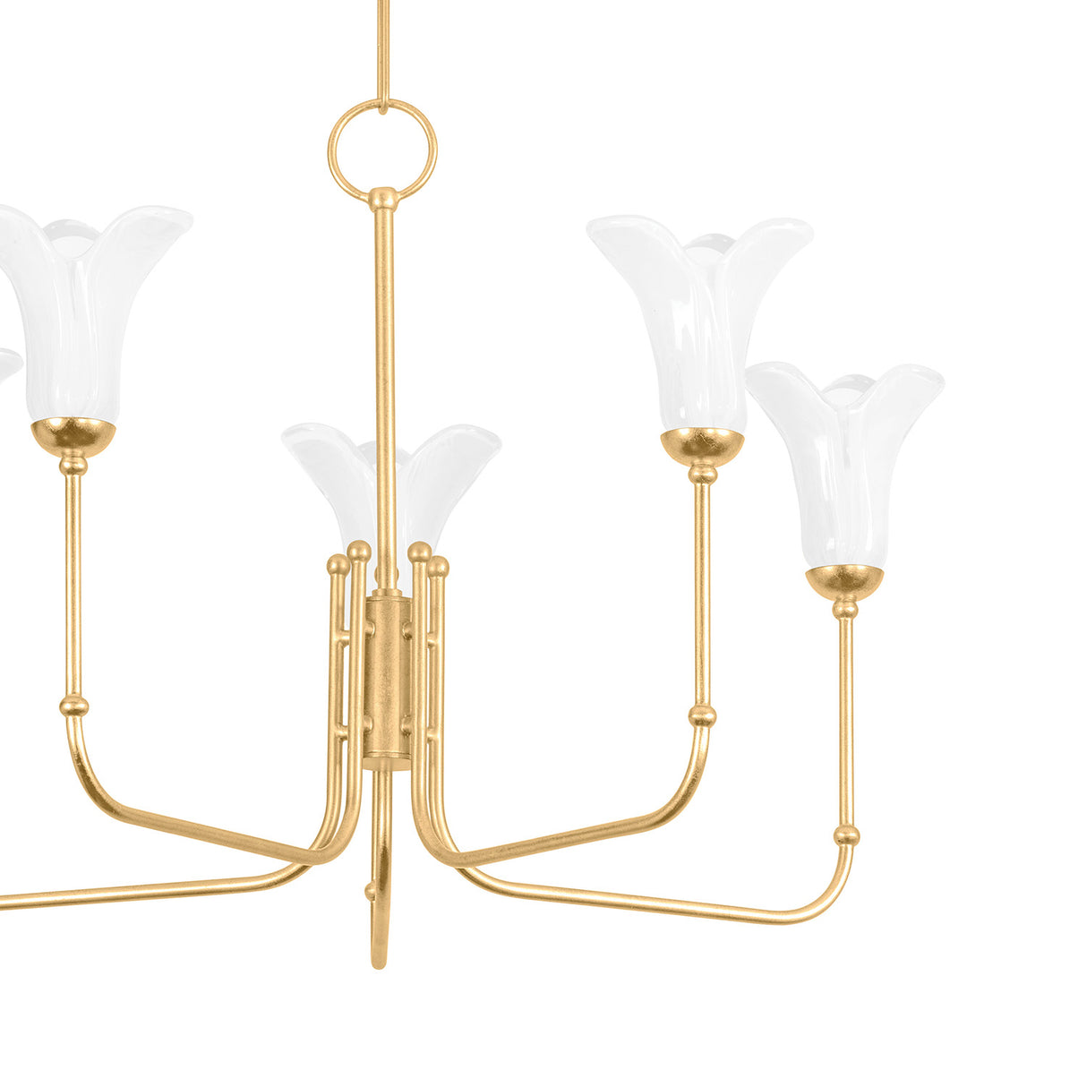 Dahlia 5 Light Chandelier 30", Gold Leaf