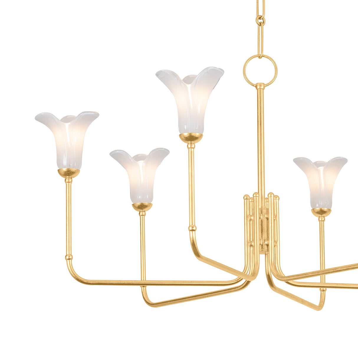 Dahlia 6 Light Chandelier 40", Gold Leaf