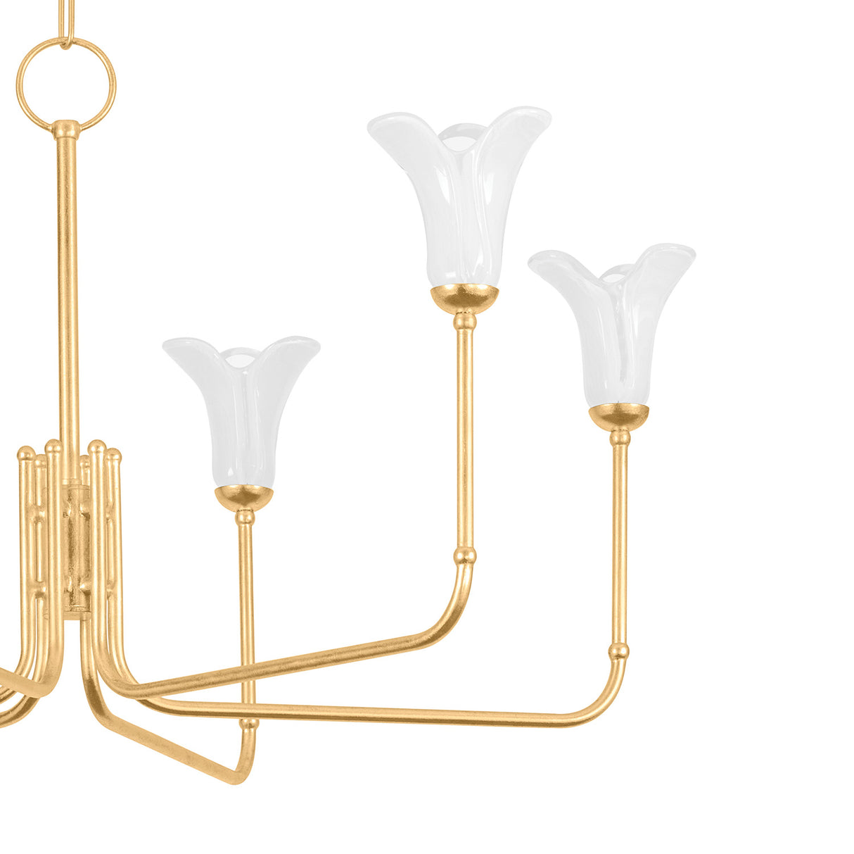 Dahlia 6 Light Chandelier 40", Gold Leaf