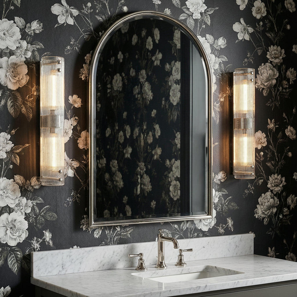 Jensen 2 Light Wall Sconce 23" for Transitional home with Charcoal Floral