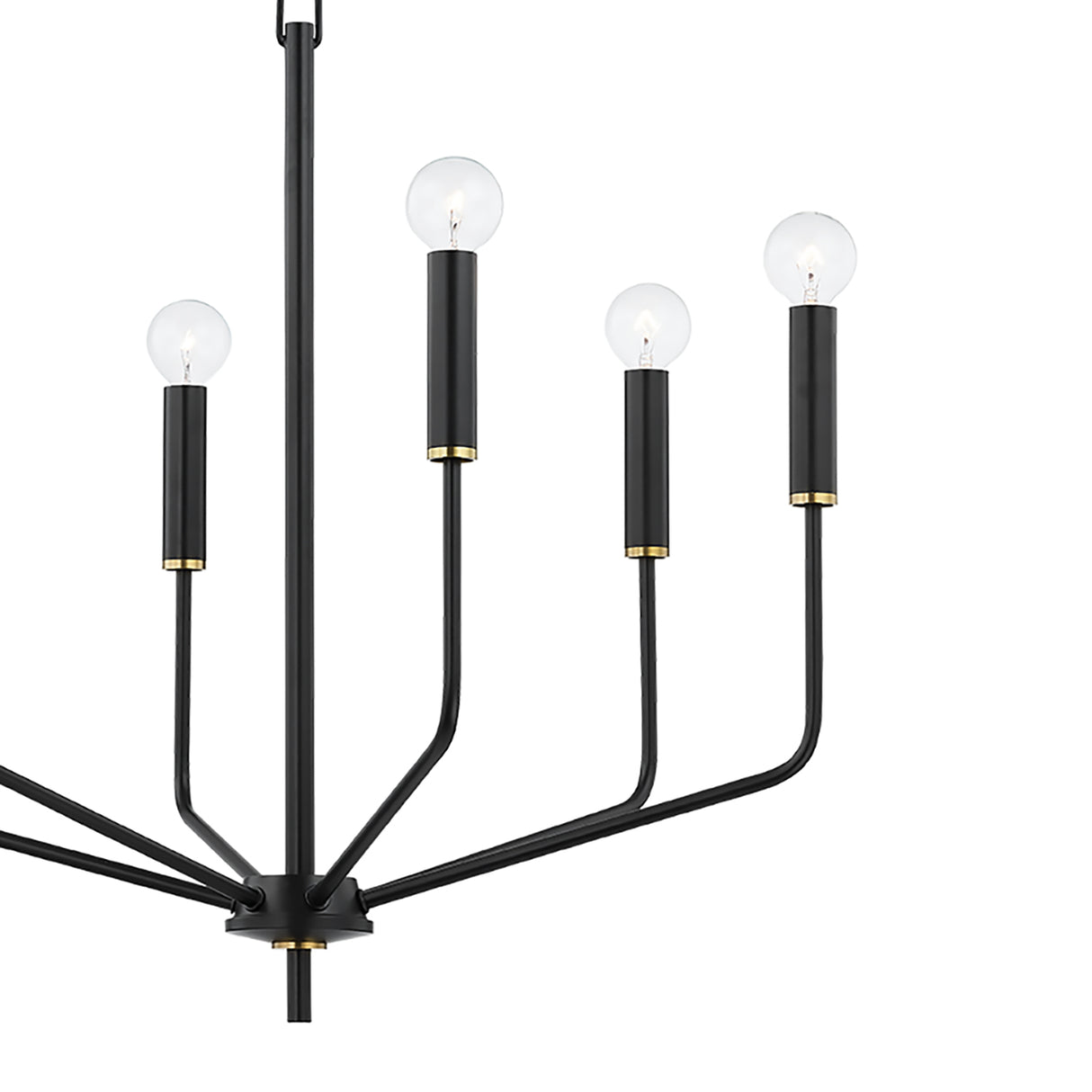 Hollis 6 Light Chandelier 24", Soft Black with Brass Accents