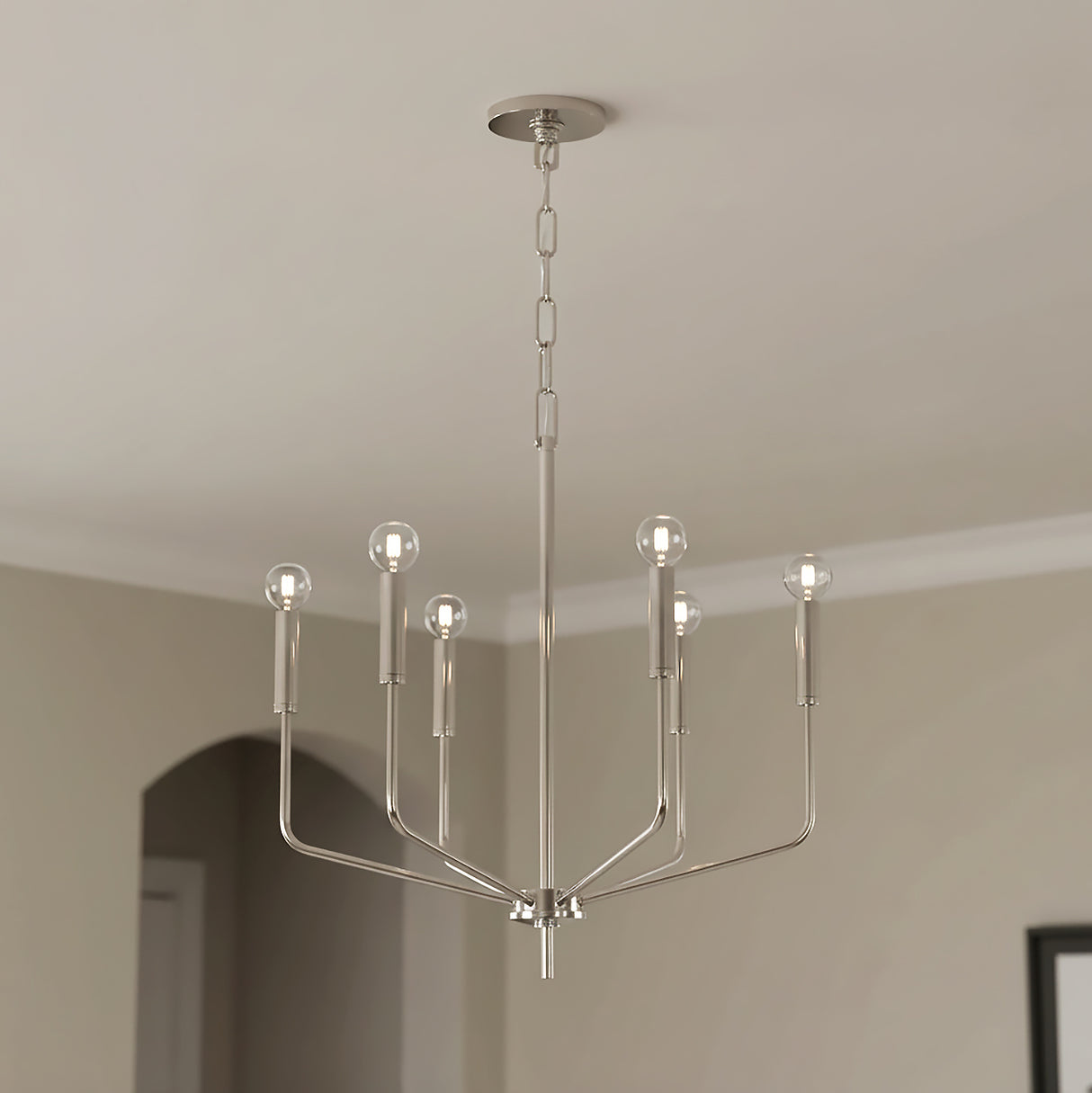 Hollis 6 Light Chandelier 24" for Modern home with Beige walls