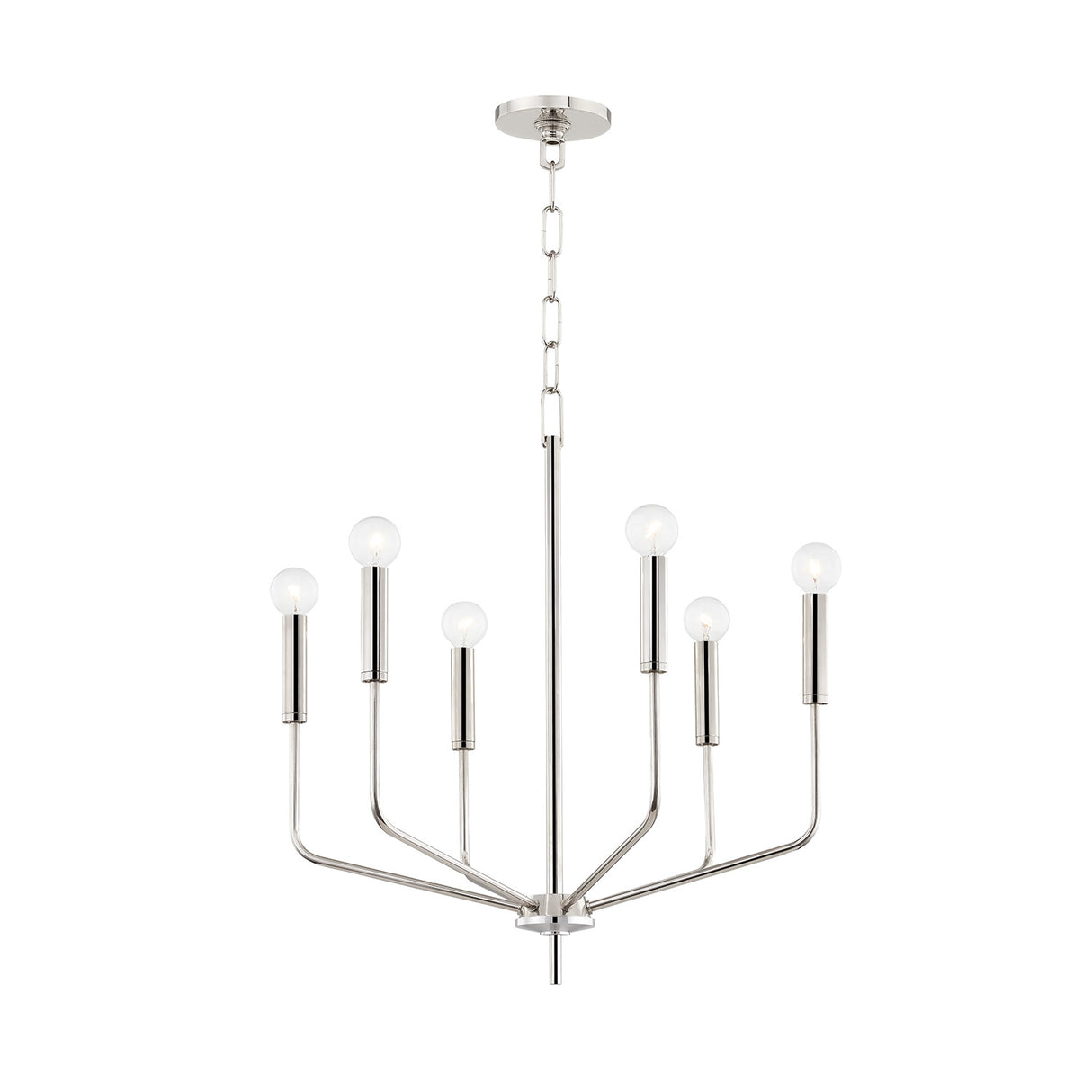 Hollis 6 Light Chandelier 24", Polished Nickel