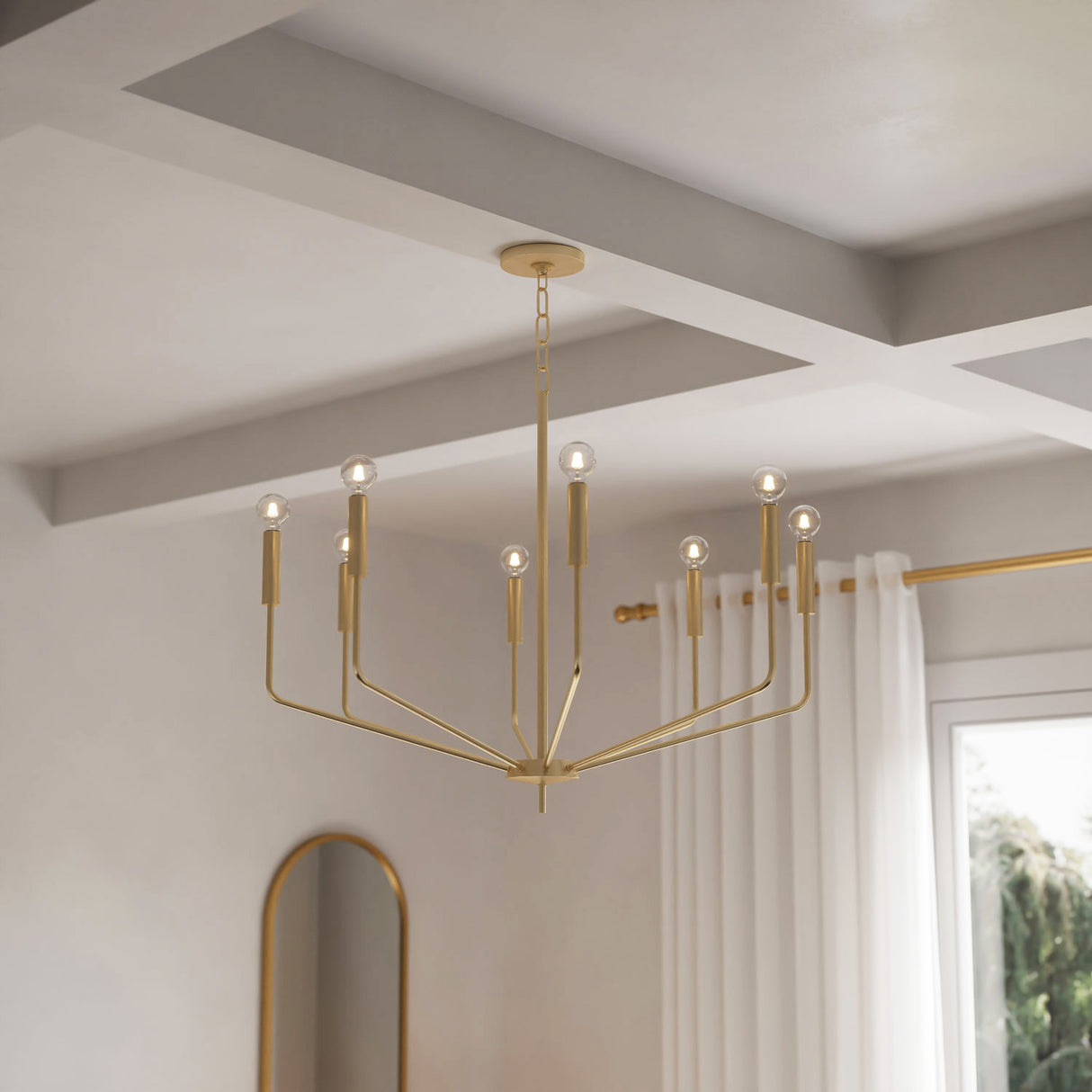 Hollis 8 Light Chandelier 30", Aged Brass