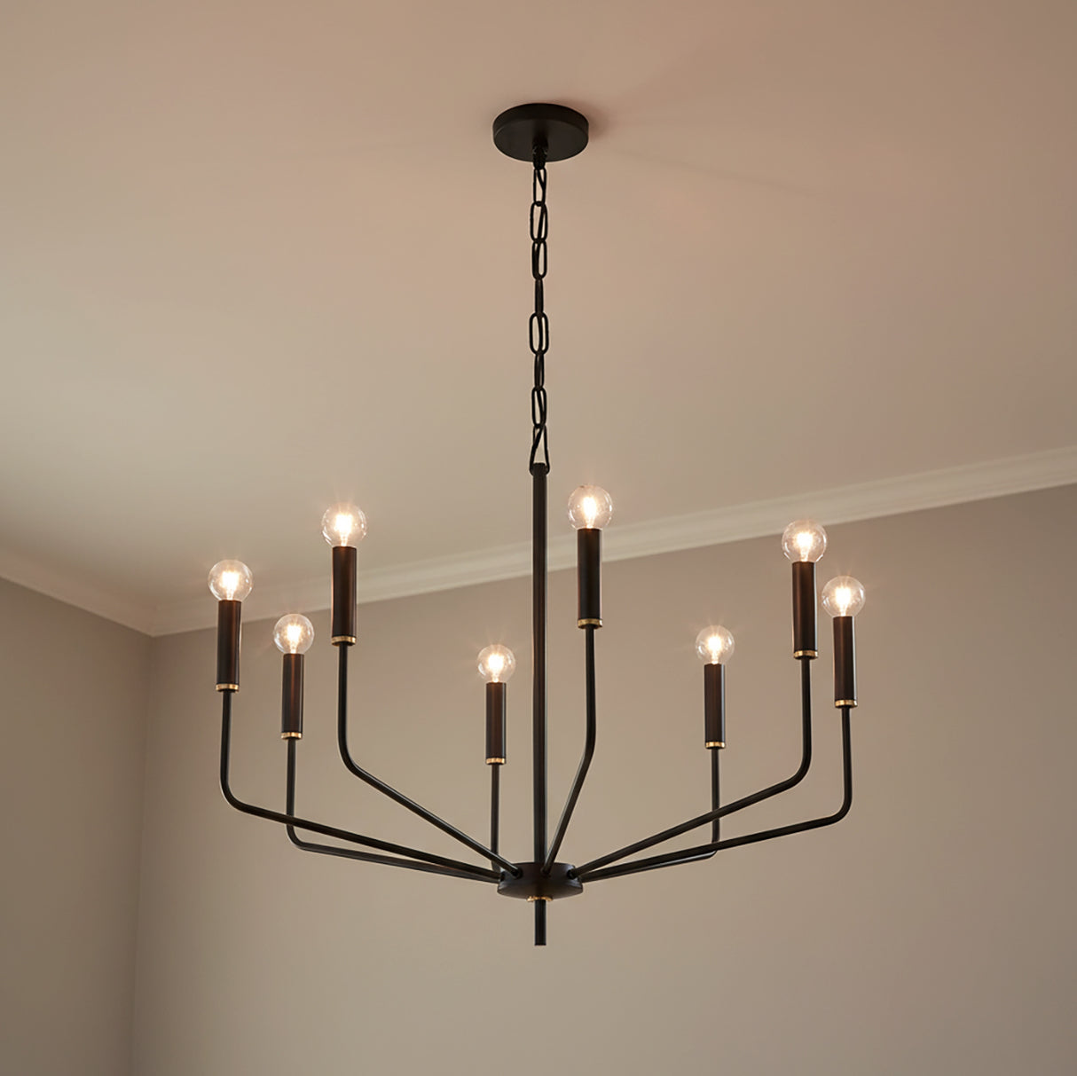 Hollis 8 Light Chandelier 30" for Modern home with Gray walls