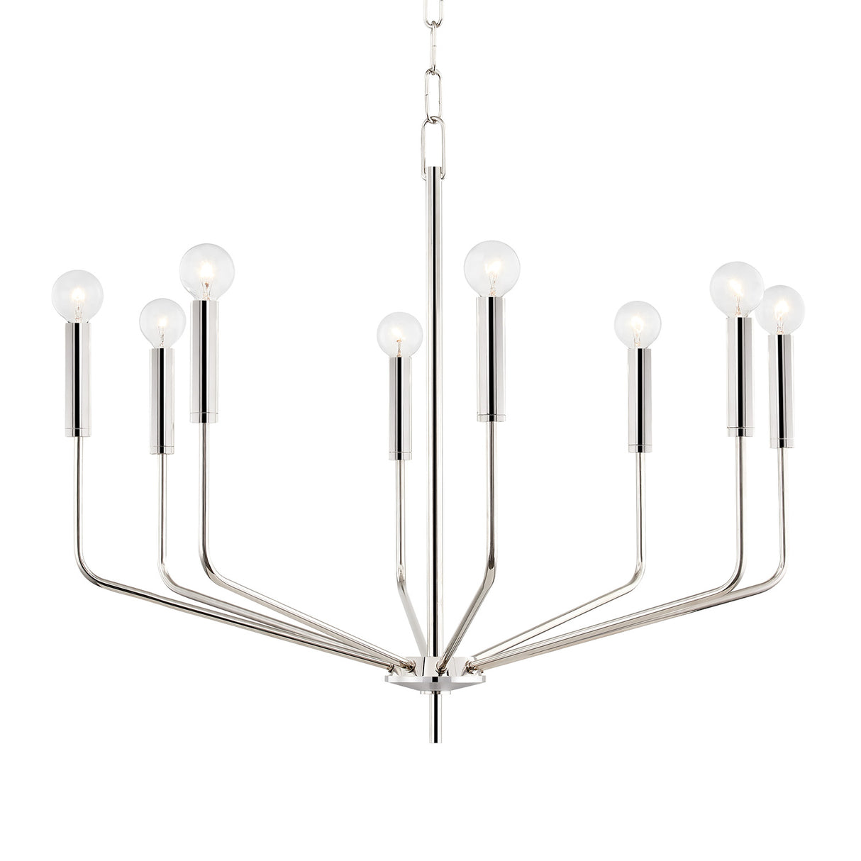 Hollis 8 Light Chandelier 30", Polished Nickel