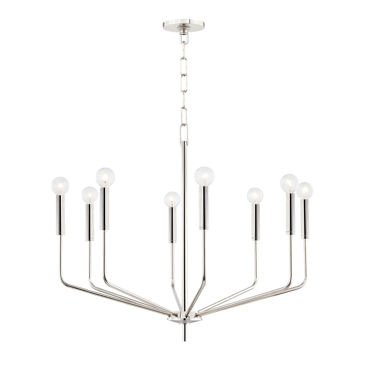 Hollis 8 Light Chandelier 30", Polished Nickel