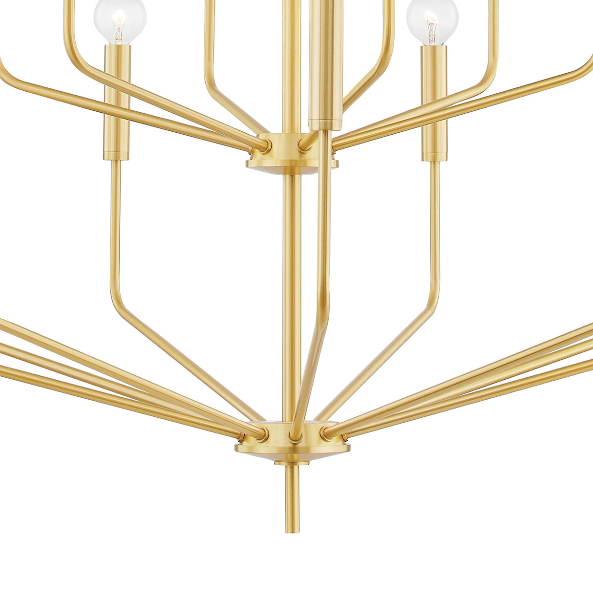 Hollis 15 Light Two-Tier Chandelier 36", Aged Brass