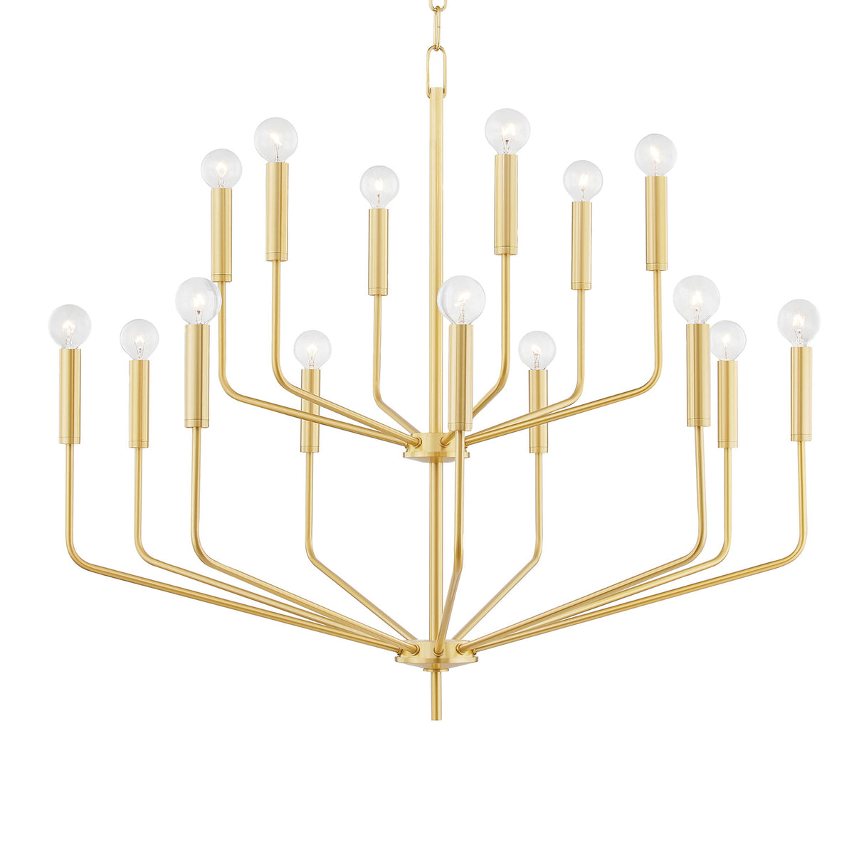 Hollis 15 Light Two-Tier Chandelier 36", Aged Brass