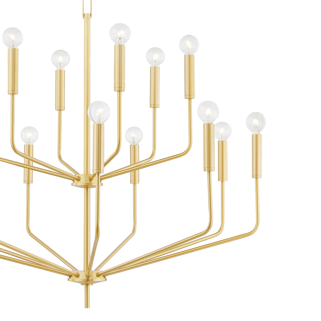 Hollis 15 Light Two-Tier Chandelier 36", Aged Brass