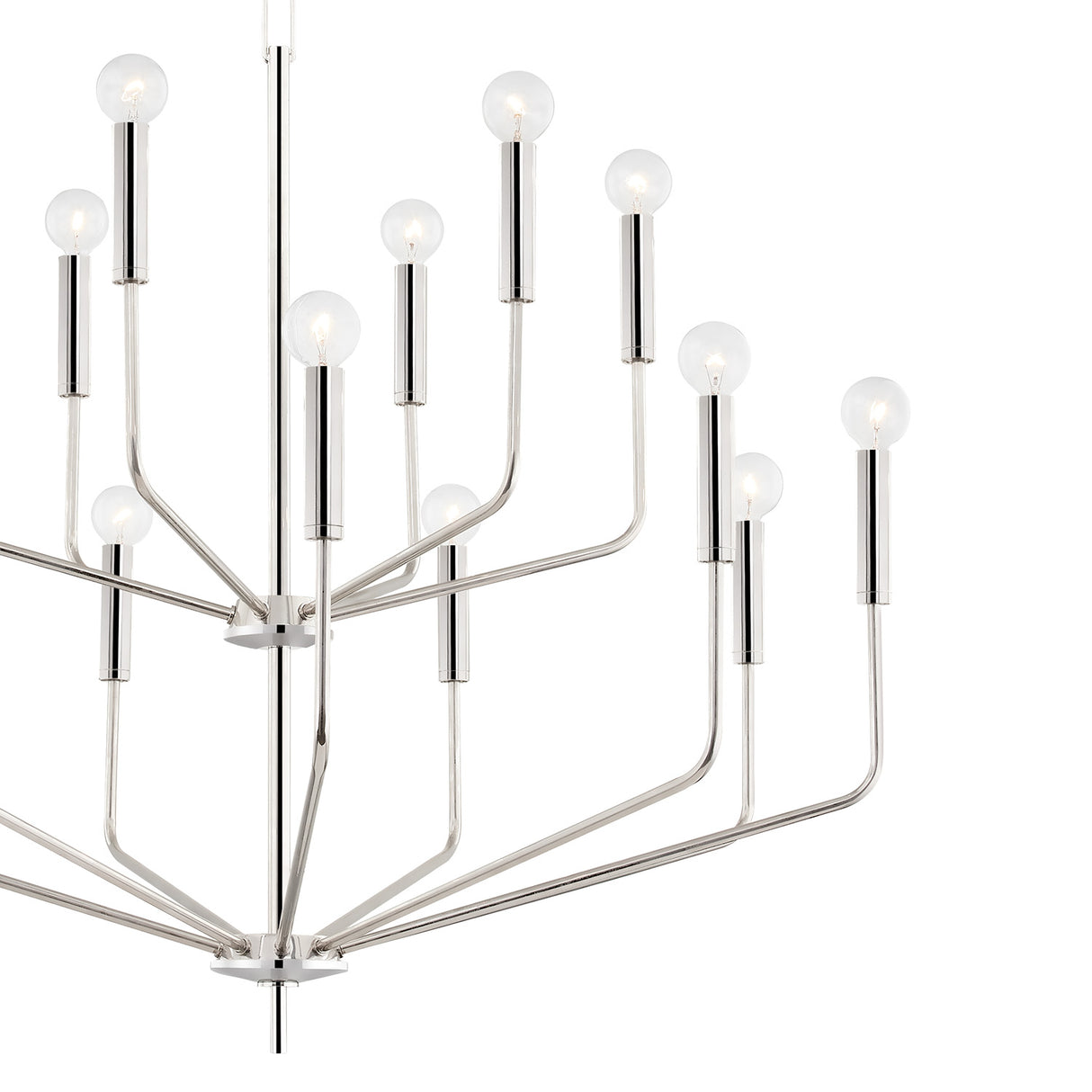 Hollis 15 Light Two-Tier Chandelier 36", Polished Nickel
