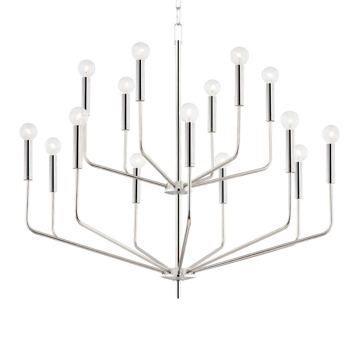 Hollis 15 Light Two-Tier Chandelier 36", Polished Nickel