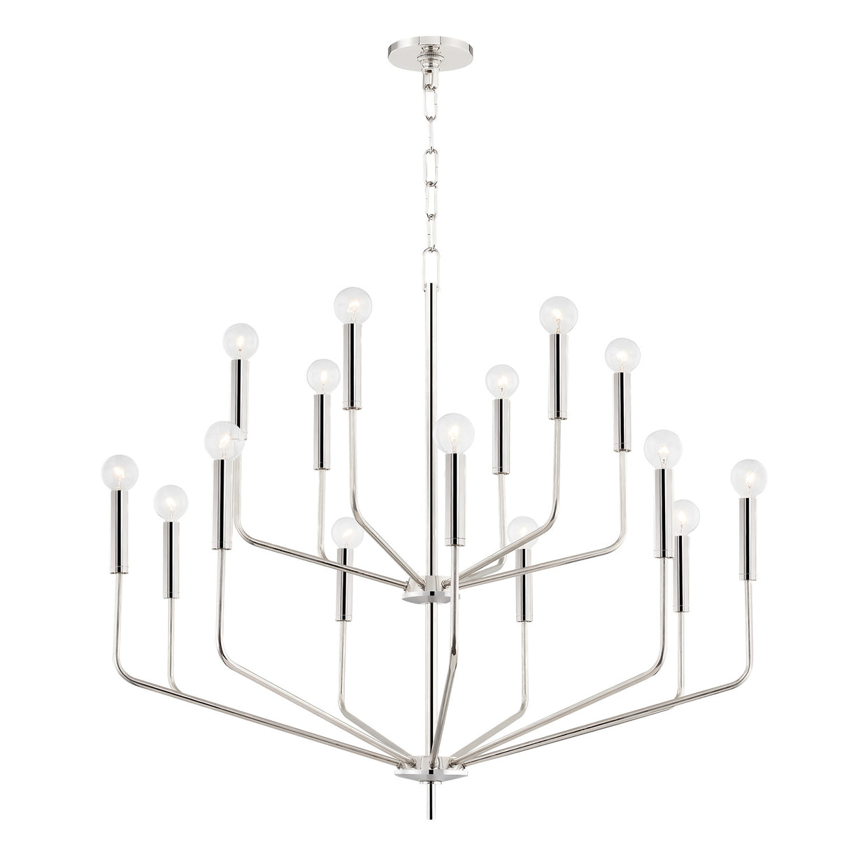 Hollis 15 Light Two-Tier Chandelier 36", Polished Nickel
