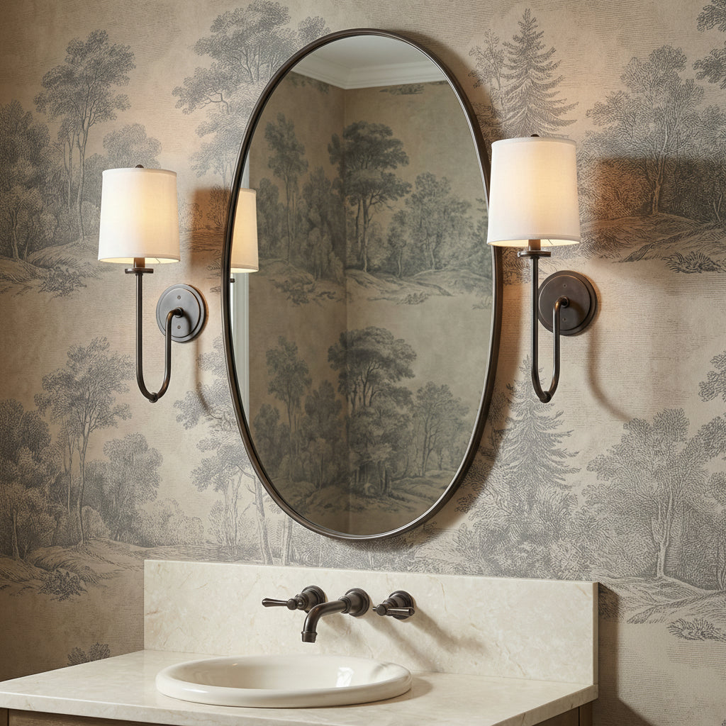 Hayden Wall Sconce 21, Old Bronze for Traditional home with Beige Wallpaper