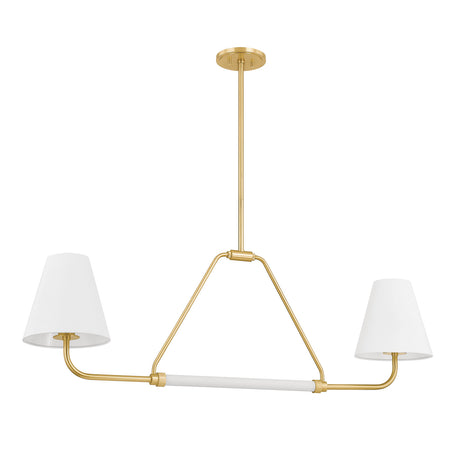 Milton 2 Shade Linear Pendant 48", Aged Brass and Soft White
