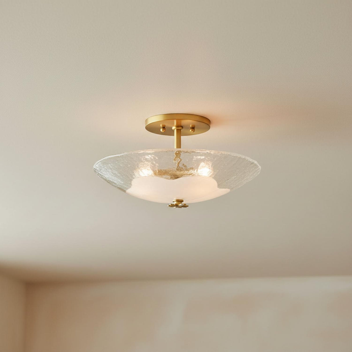 Lacy Medium Semi-Flush 16", Aged Brass with Piastra Glass