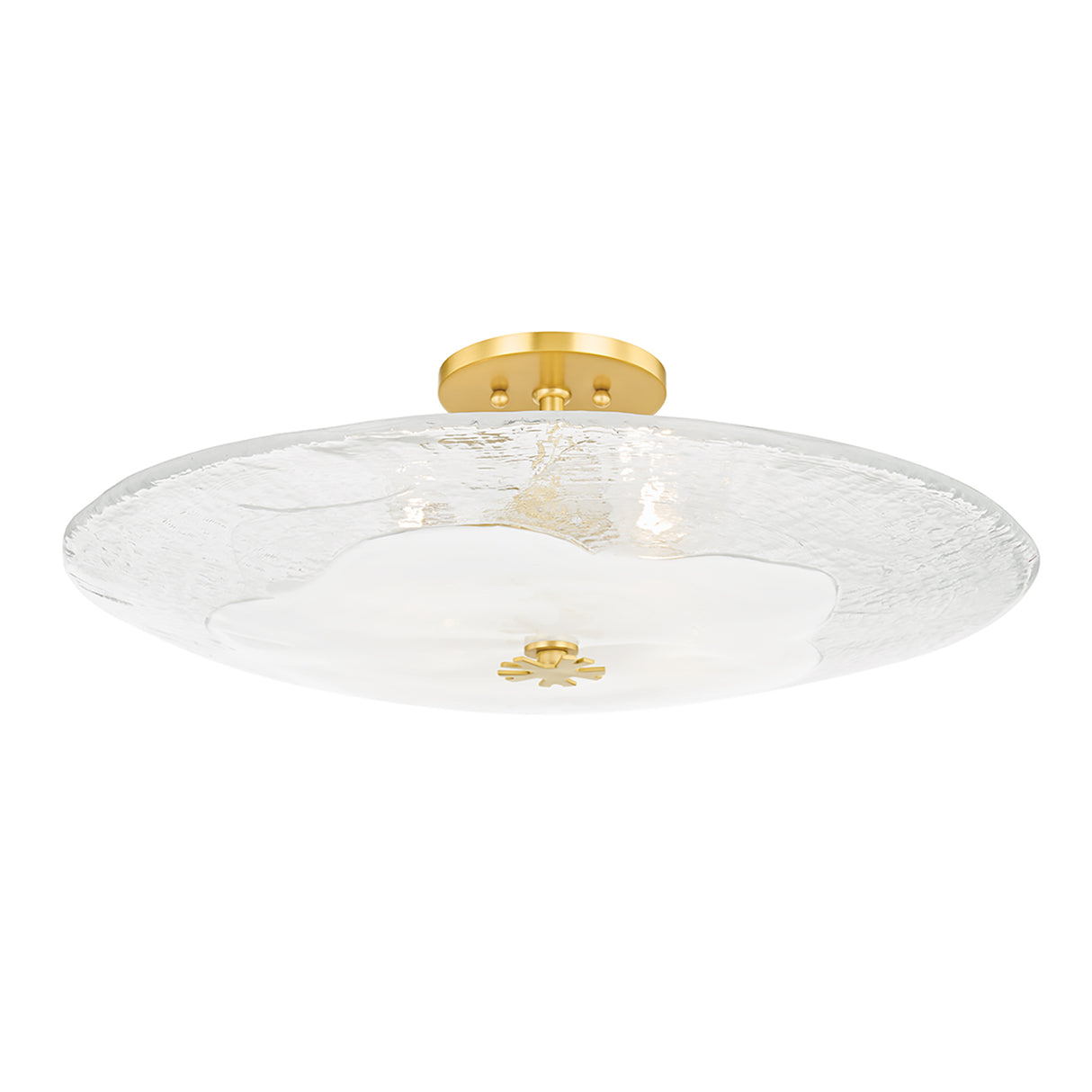Lacy Semi-Flush 24", Aged Brass with Piastra Glass