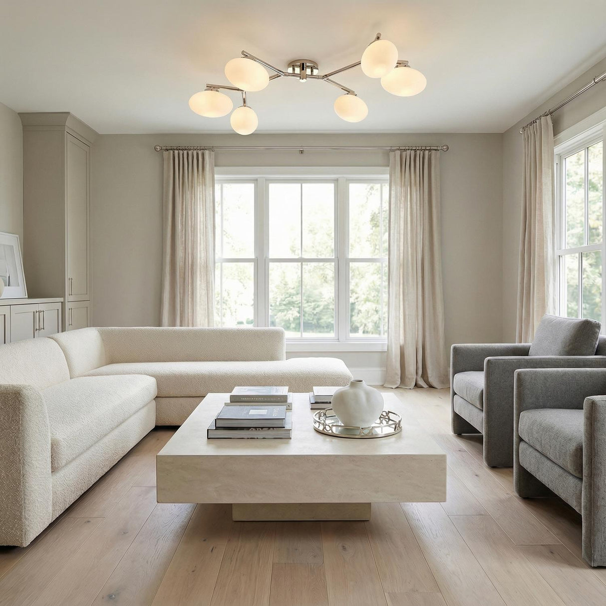 Jace 6 Light Semi-Flush 41", Polished Nickel