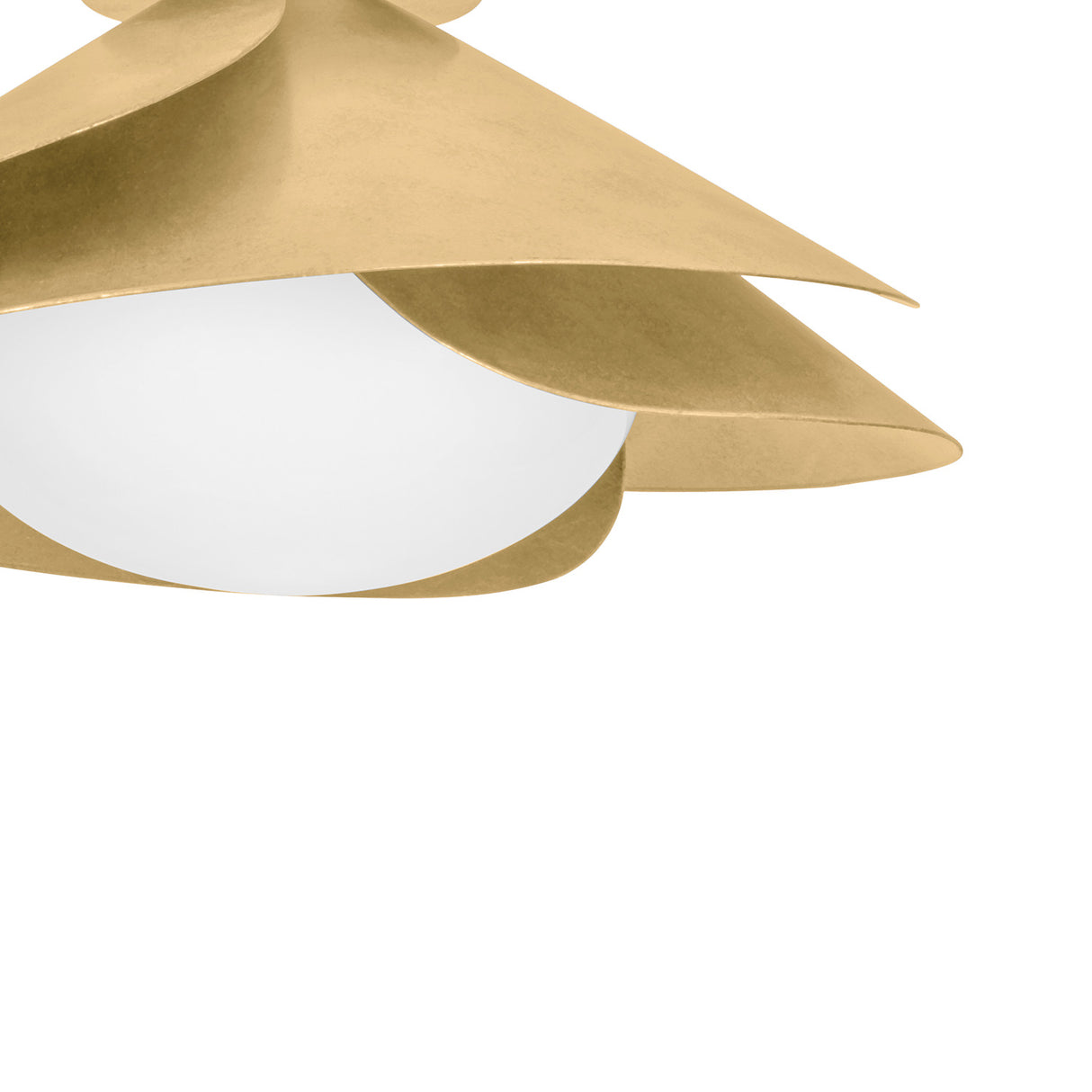 Lola Medium Flush Mount 15", Gold Leaf with Milk Glass