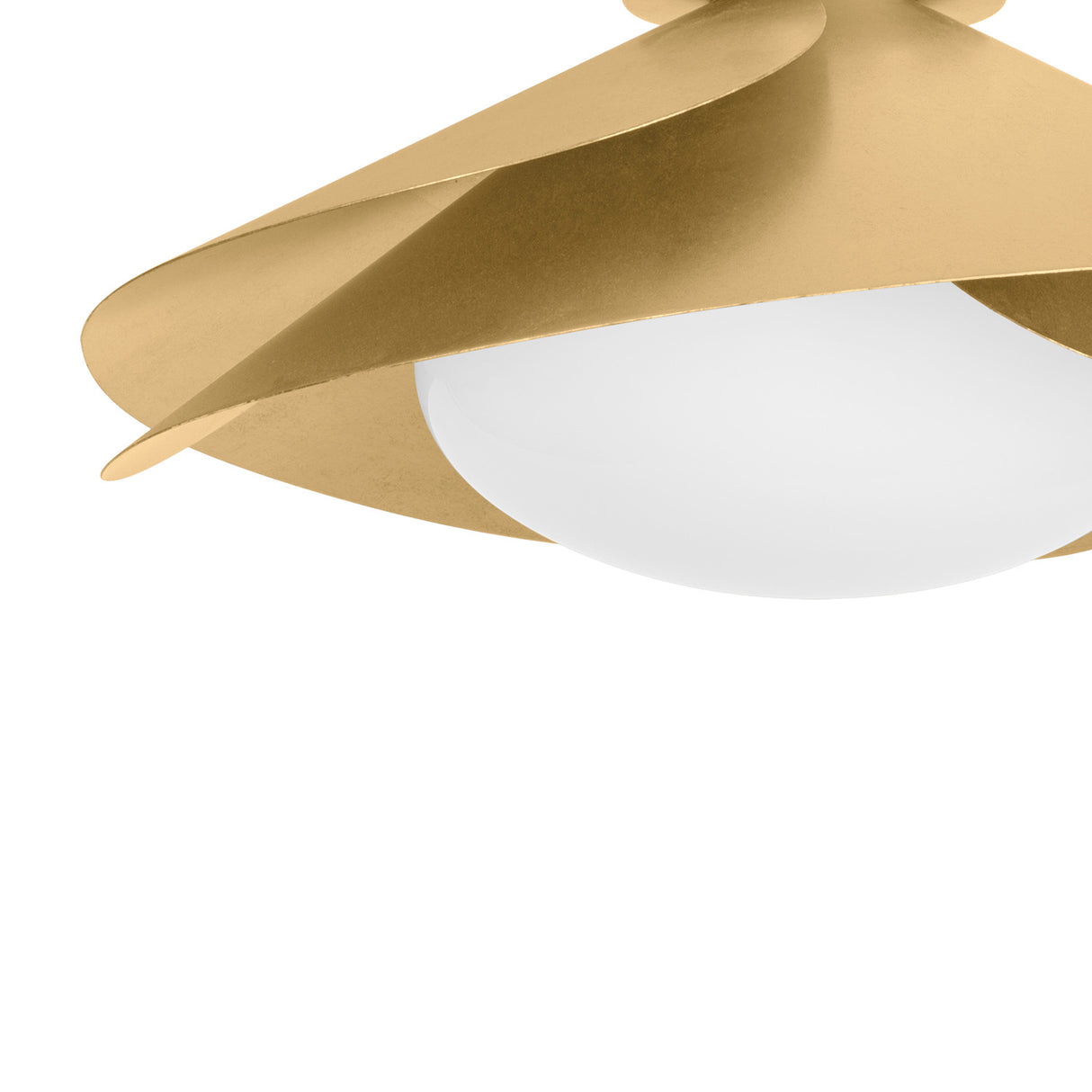 Lola Flush Mount 22", Gold Leaf with Milk Glass
