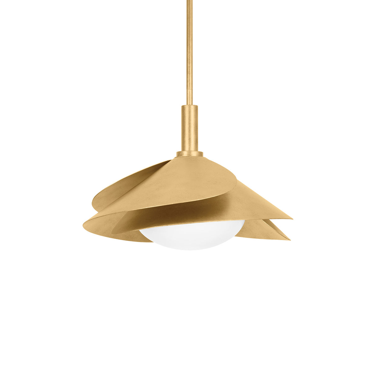 Lola Pendant 15", Gold Leaf with Milk Glass