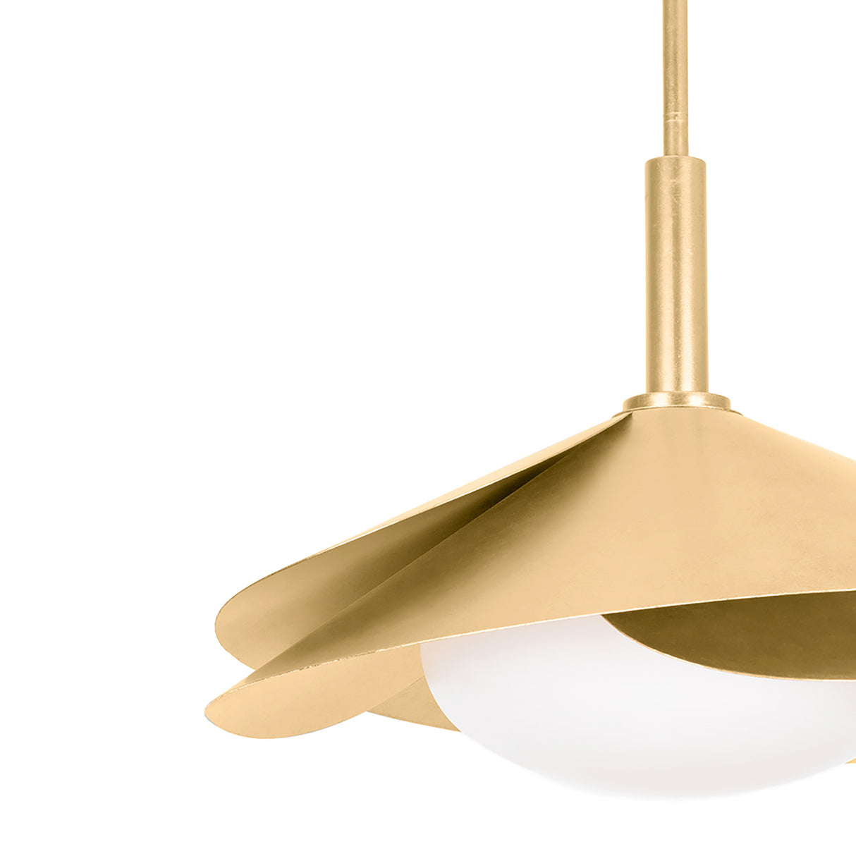 Lola Medium Pendant 15", Gold Leaf with Milk Glass