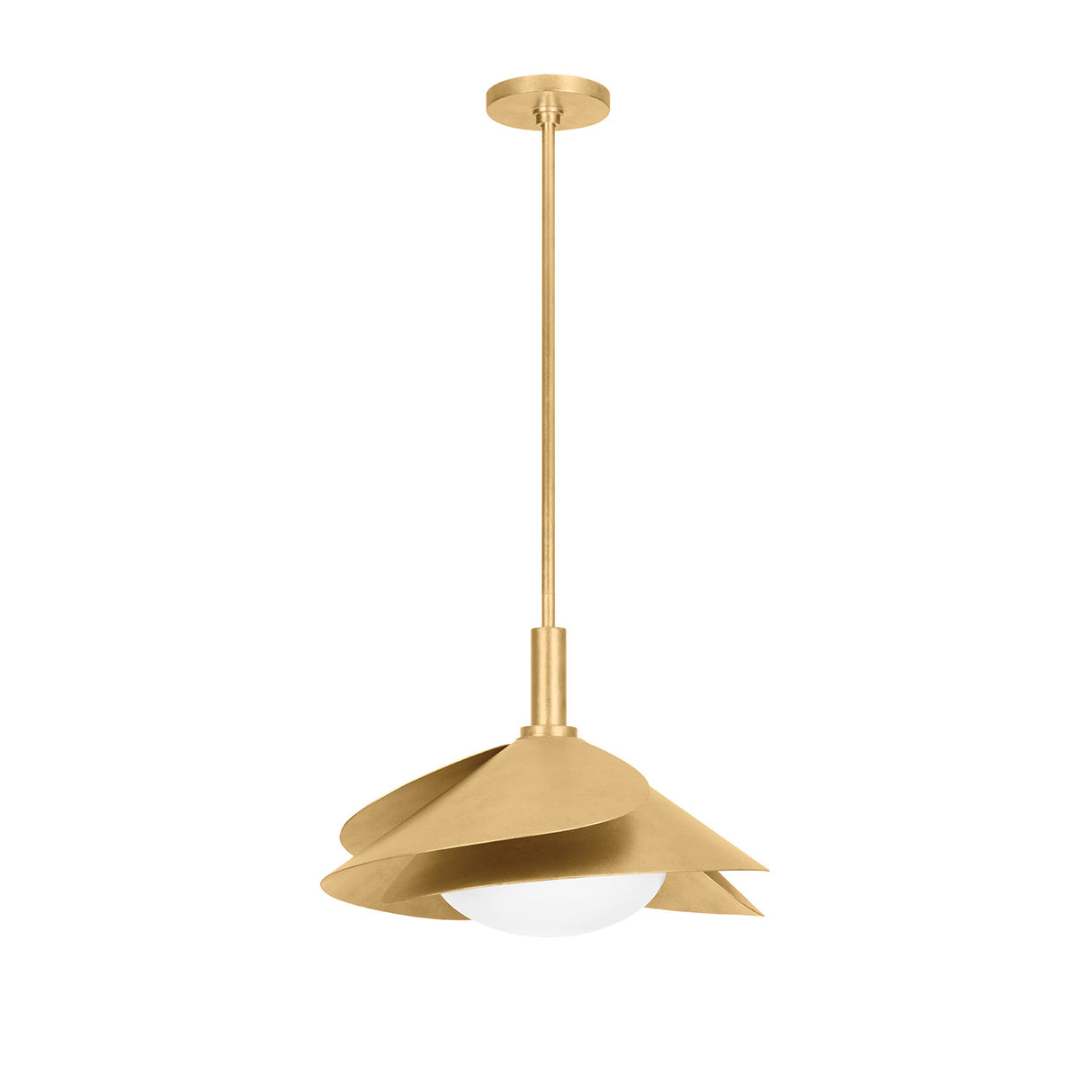 Lola Pendant 15", Gold Leaf with Milk Glass