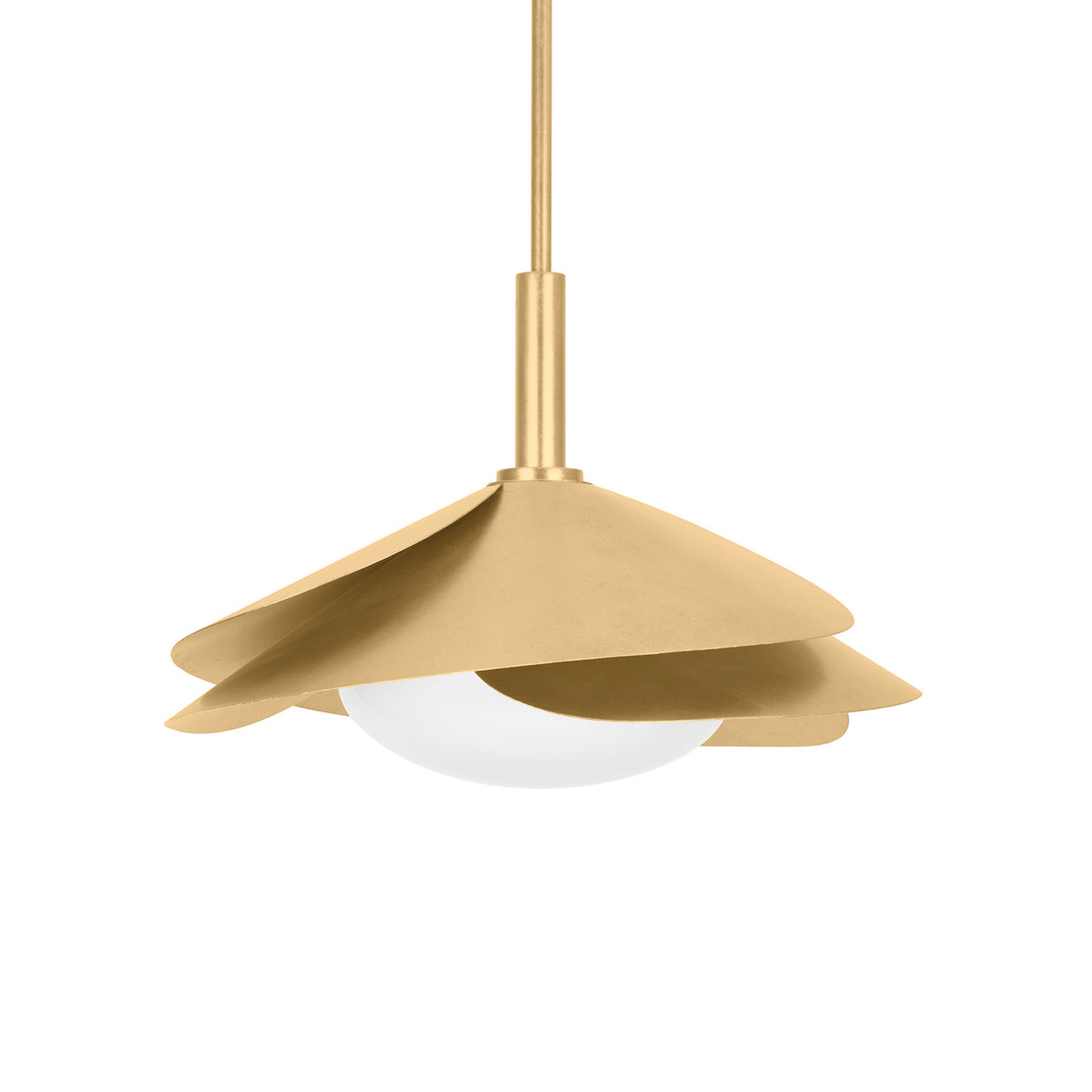 Lola Large Pendant 22", Gold Leaf with Milk Glass