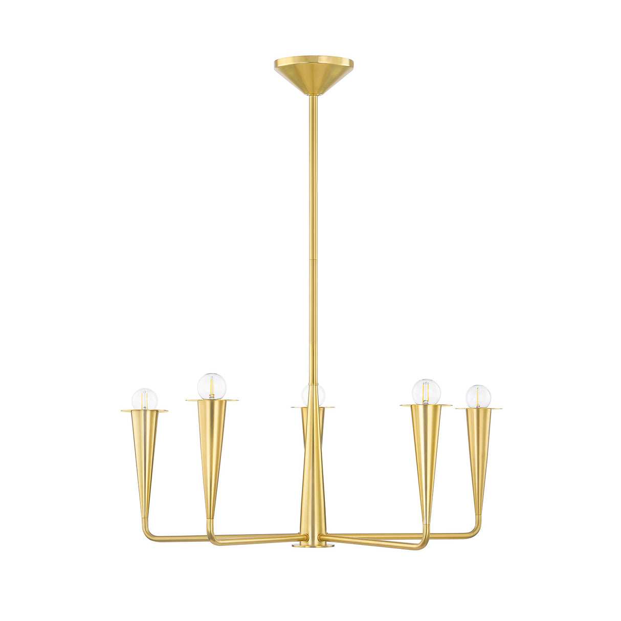 Navie 5 Light Chandelier 30", Aged Brass