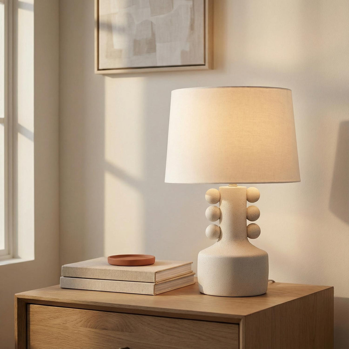 Mia Ceramic Table Lamp 21", Speckled White