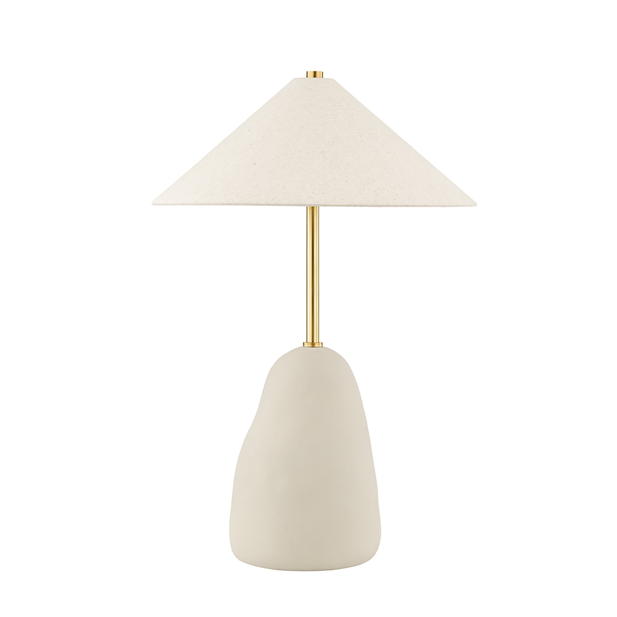 Tessa Table Lamp, Textured Beige with Aged Brass