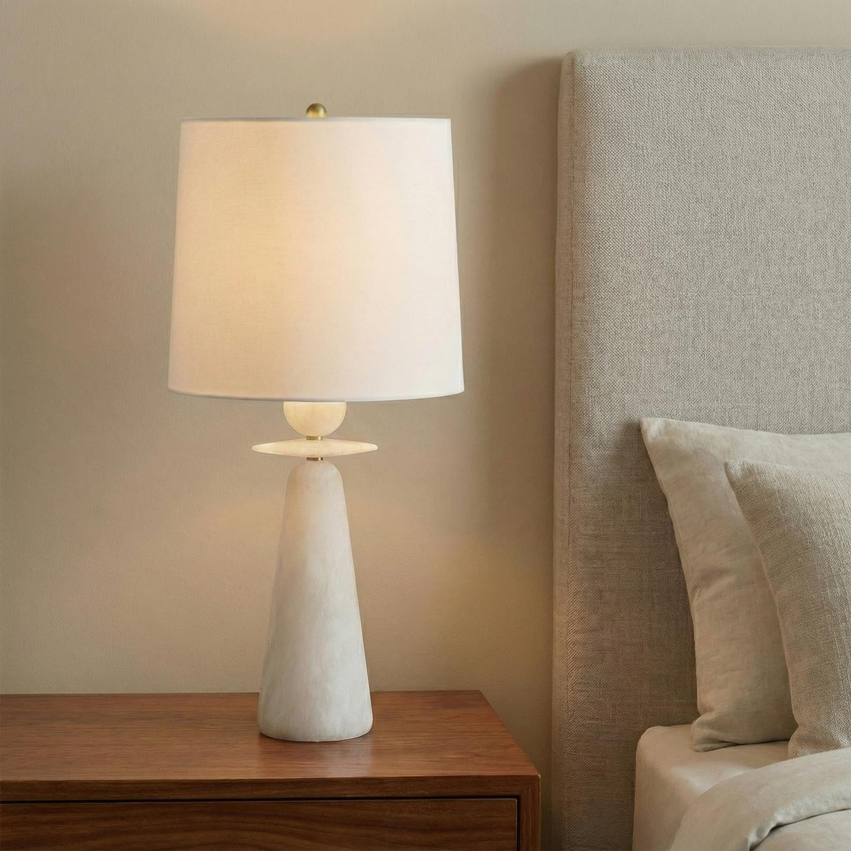 Juliet Table Lamp 30", Alabaster with Brass Accents