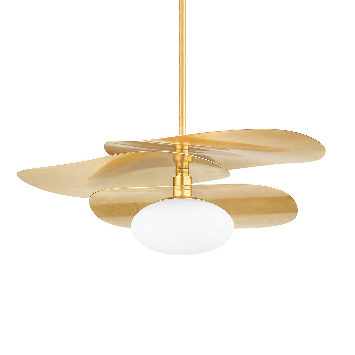 Lyra Pendant 30", Gold Leaf with Opal Glass