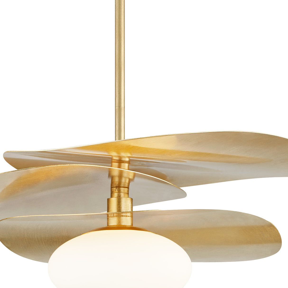 Lyra Pendant 30", Gold Leaf with Opal Glass