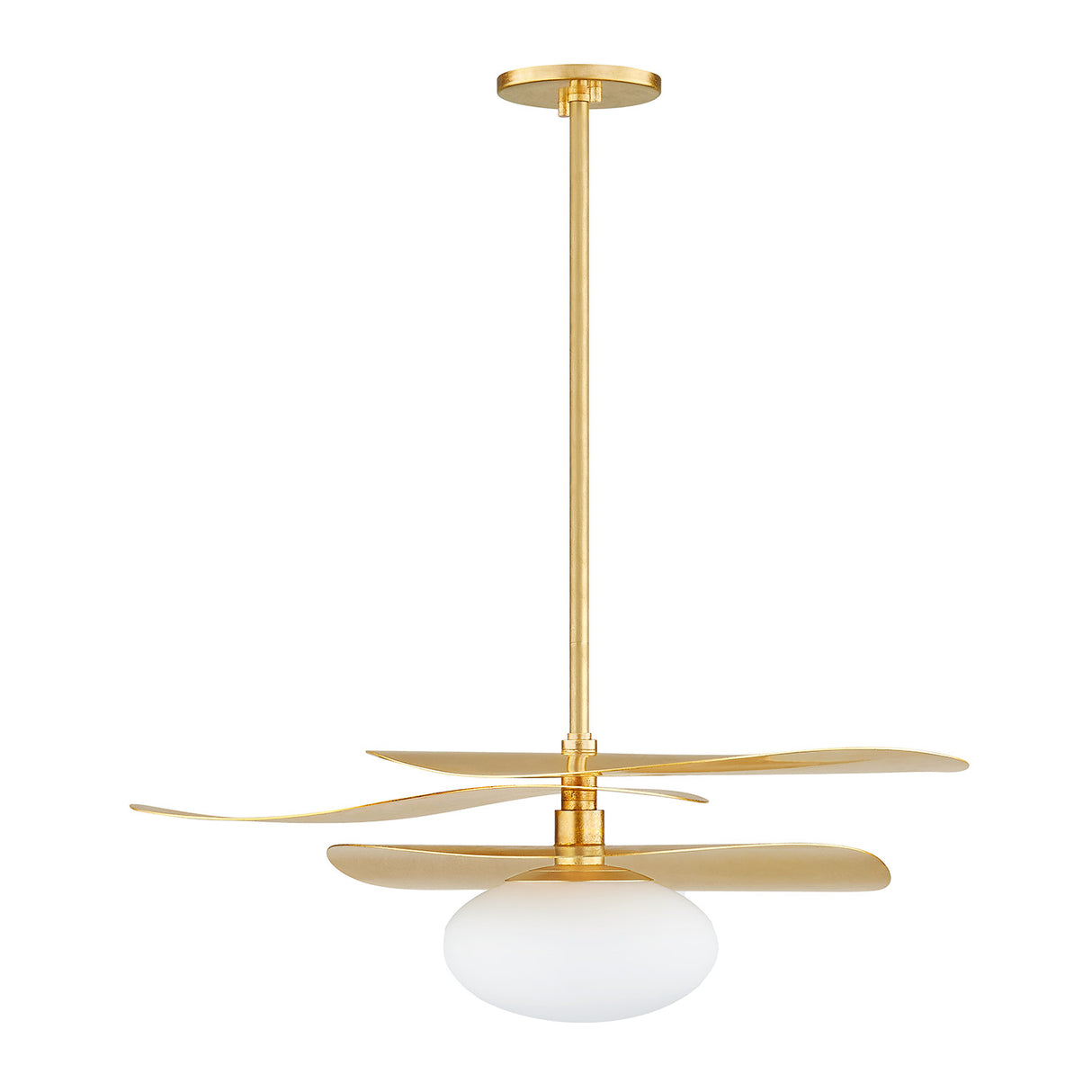 Lyra Pendant 30", Gold Leaf with Opal Glass