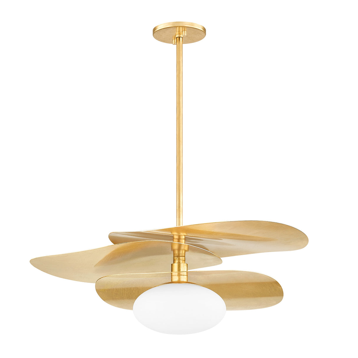 Lyra Pendant 30", Gold Leaf with Opal Glass